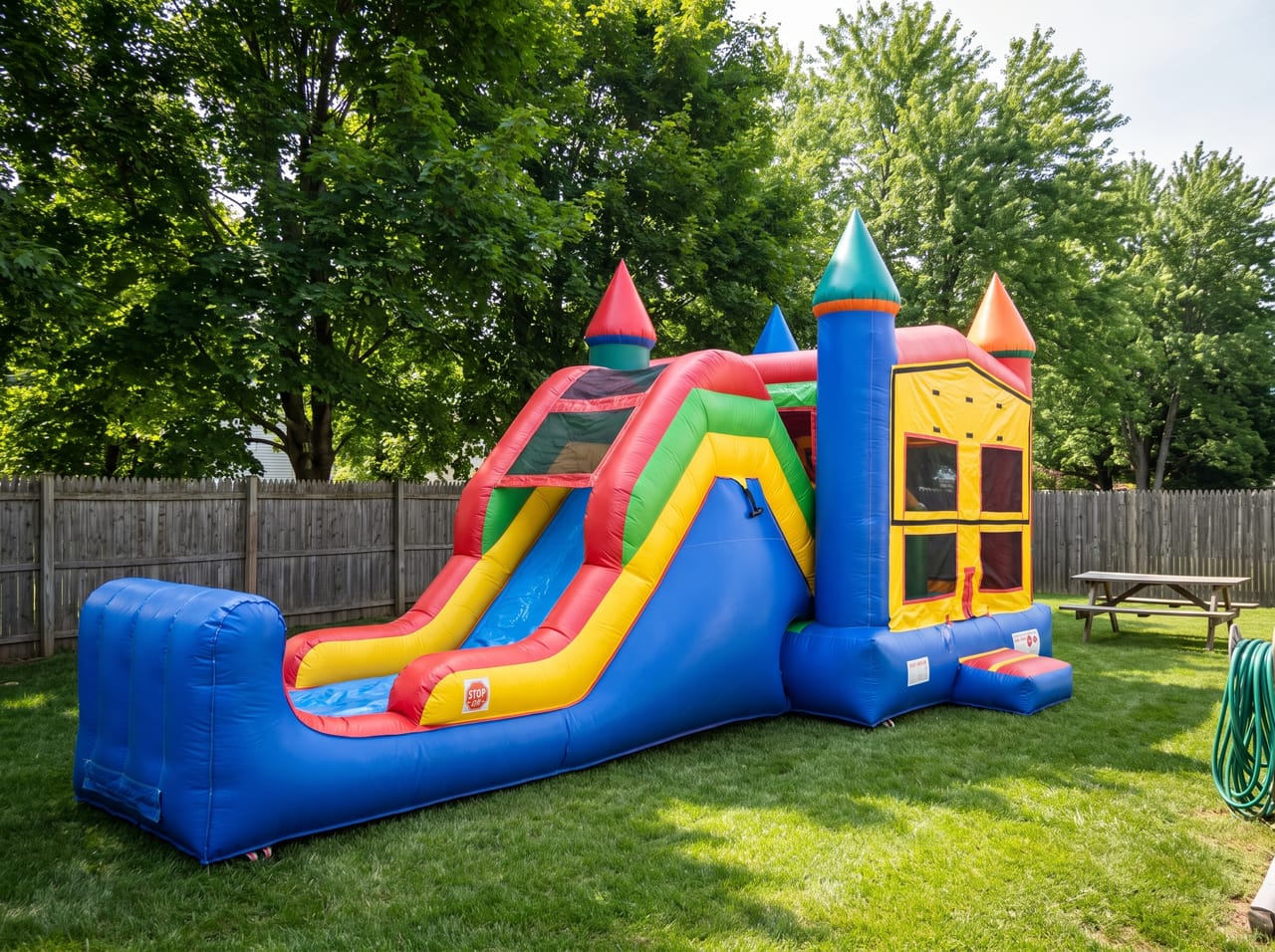 The Royal Castle Combo set up in a backyard